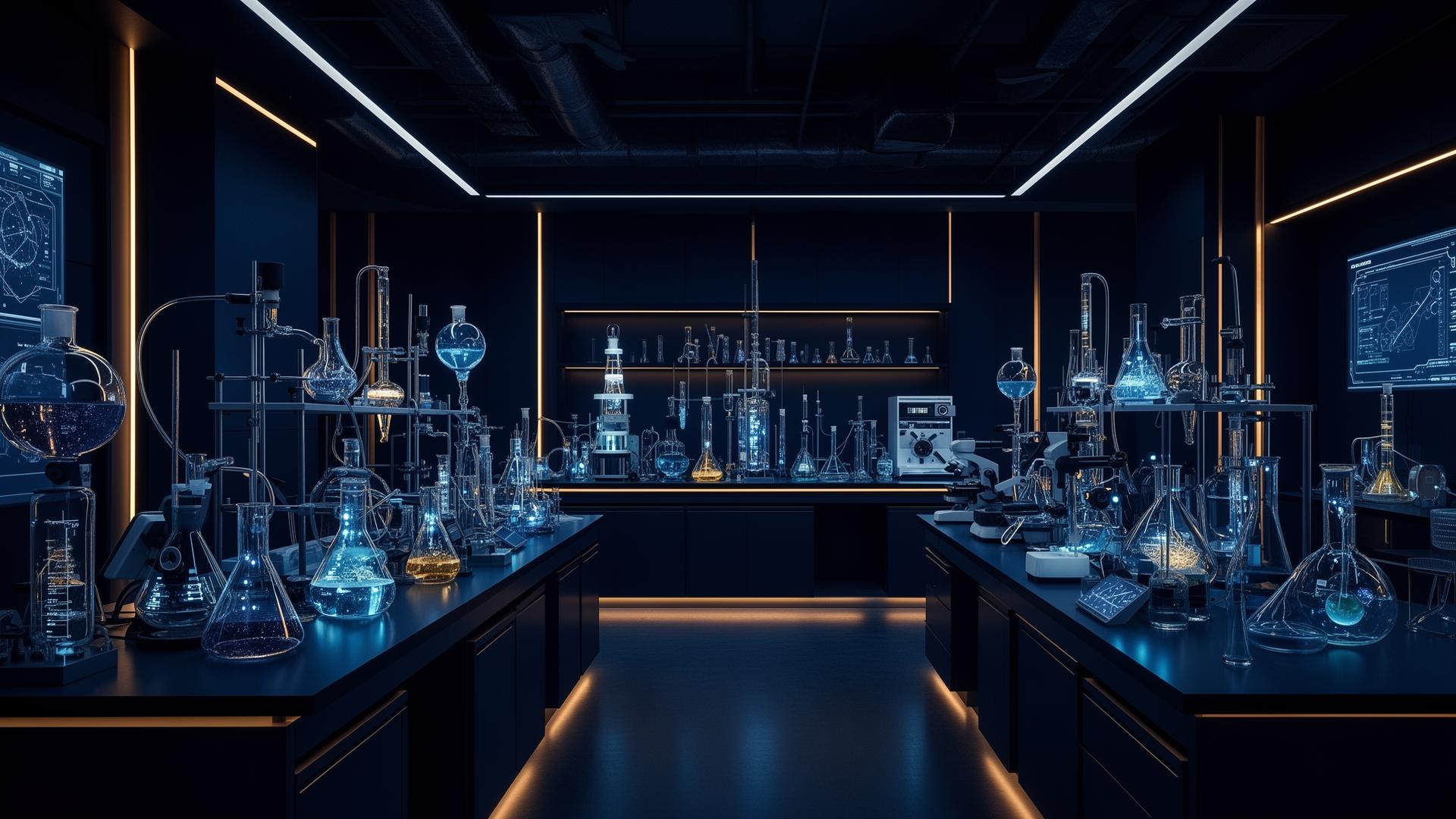 Laboratório tecnológico com equipamentos científicos premium